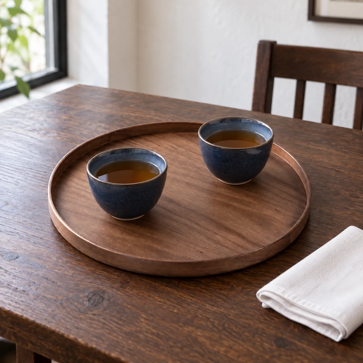 Remy Round Tray: selected tray in use; styling objects not included